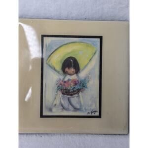 Ted De Grazia Painted Tile Signed Flower Boy